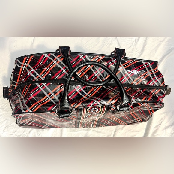 Vera Bradley Stylish Black & Red Plaid Travel Duffel Carry-On Frill Bag - Picture 2 of 15